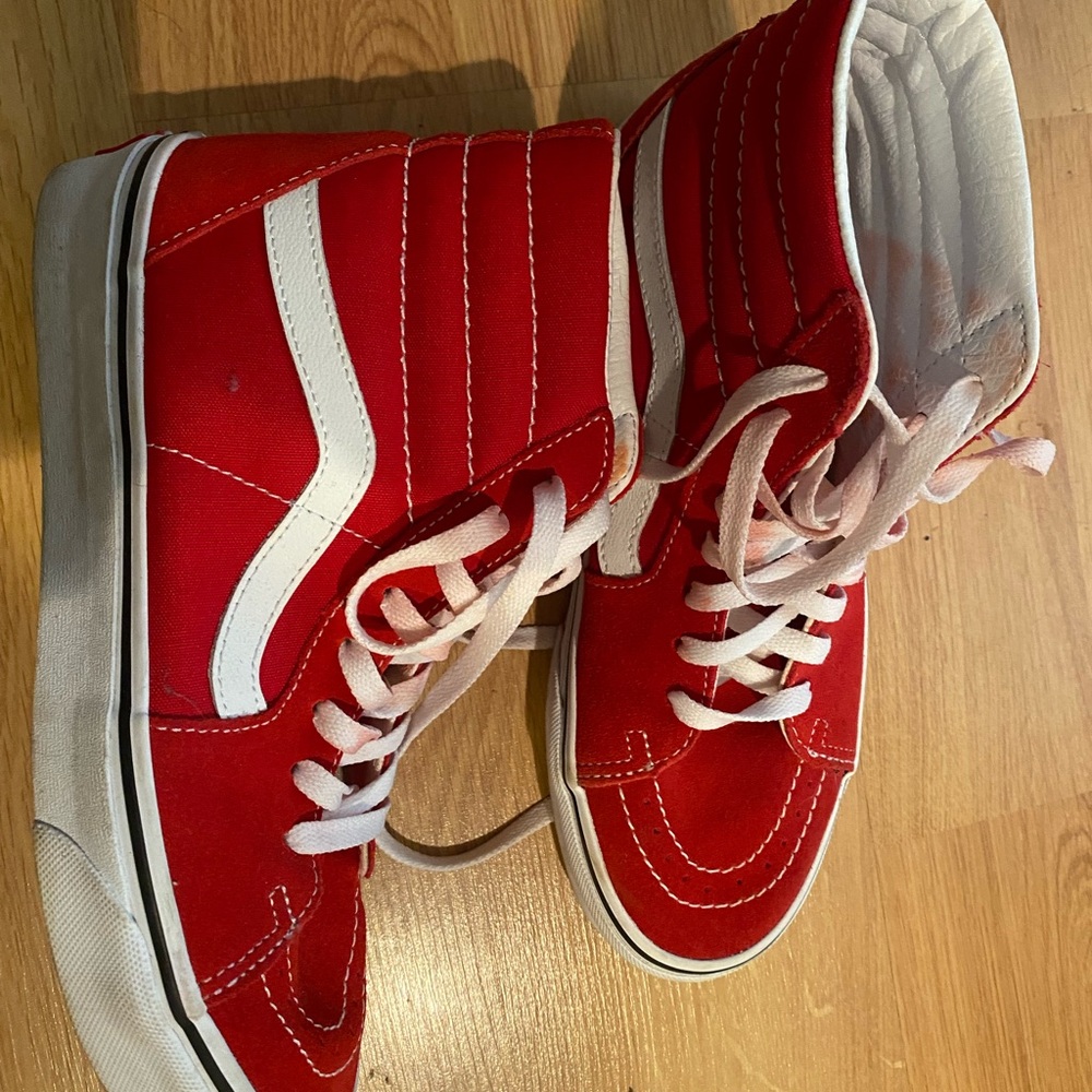 Vans Red High-Top Sneakers with White Accents
